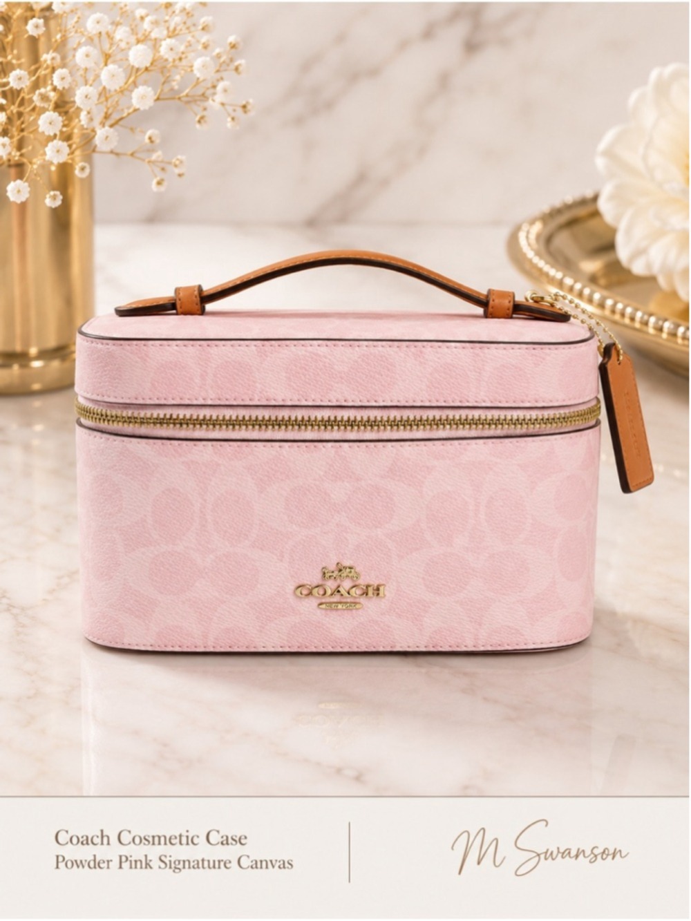 NEW Coach Cosmetic Case Powder Pink Signature Canvas CEA56 – NWT
